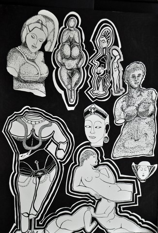 Dessin d'art de Zedblek artiste. Titre: Au féminin encre noire sur papier black ink on paper Dessin figuratif. Marqueurs noirs graffitis Molotow. Molotow graffiti black markers Dessins contemporain contemporary drawing By Zedblek. Art contemporain. Art galerie de Zedblek artiste. Art gallery by Zedblek artist dessinateur art dessinateur designer